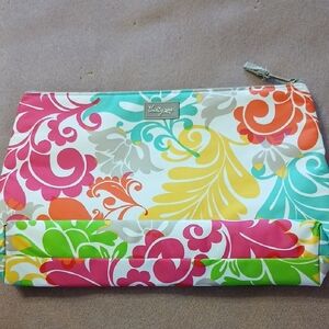 thirty-one Multicolor Floral Zip Pouch in Pink, Yellow, Teal, Orange, Green